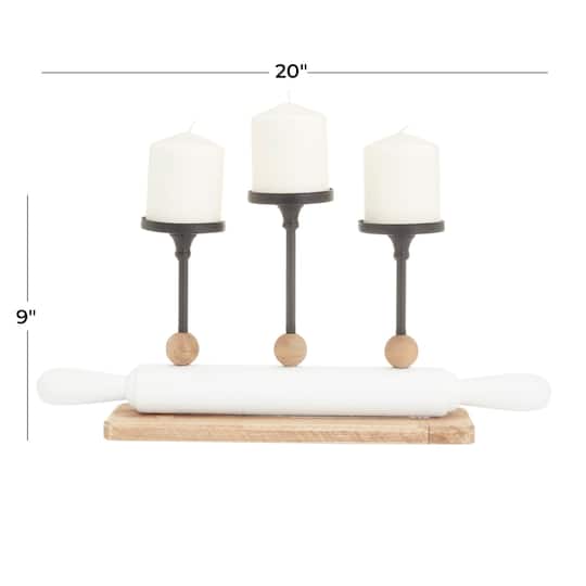 White Fir Modern Farmhouse Candelabra, 9" x 20" x 4"